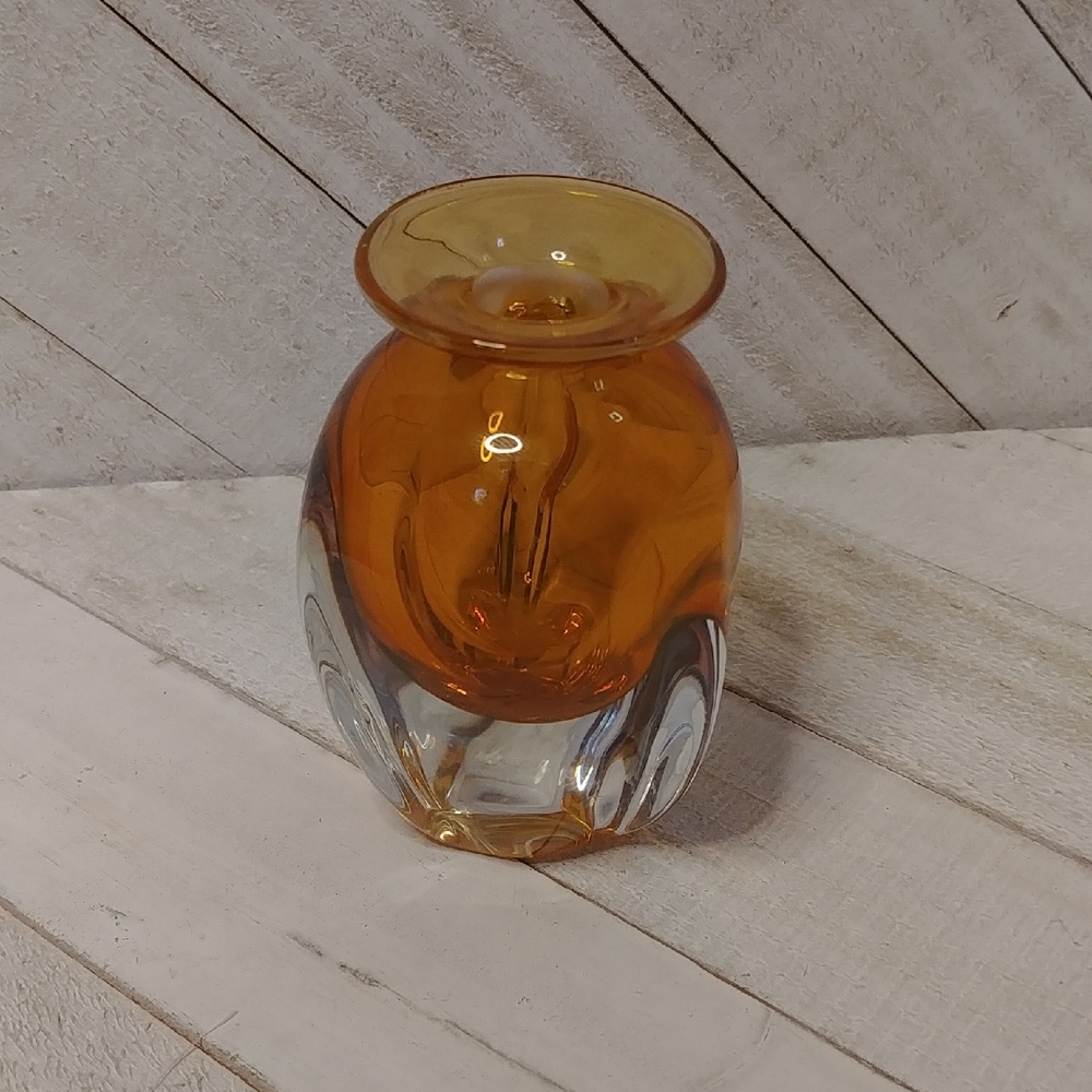 Vintage Hotglass 1990 Amber Glass Vase/ Perfect Bottle